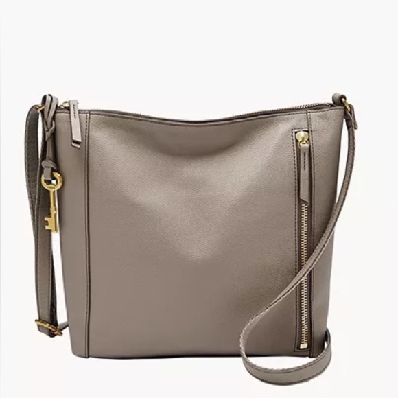 Fossil Tara Crossbody Bag Graystone Leather with zipper - Picture 1 of 11